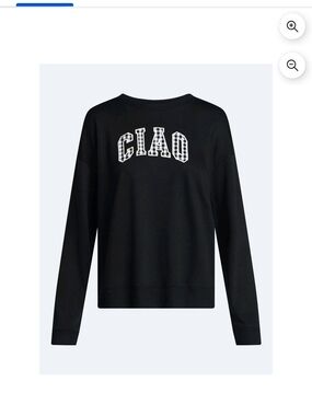 Black 'CIAO' Crewneck Sweatshirt  Joyspun Women's French Terry Knit Long Sleeve